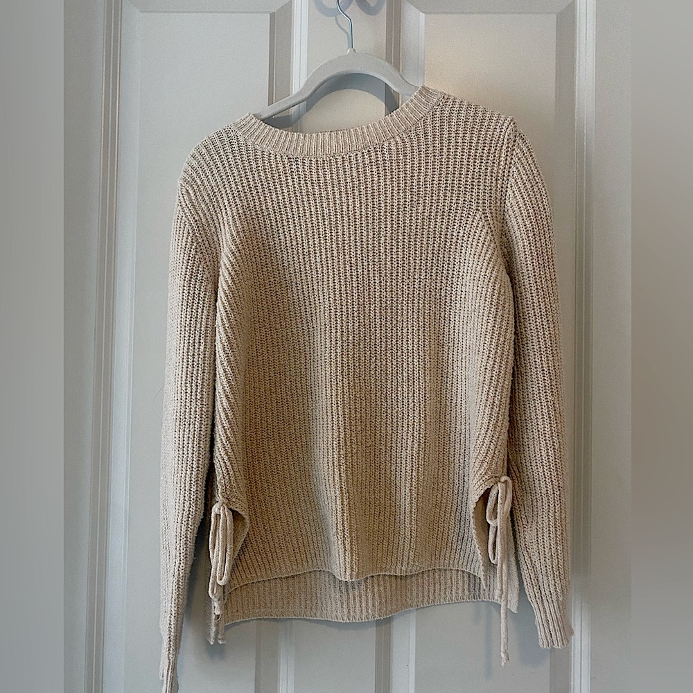 Woven Heart Cream Sweater